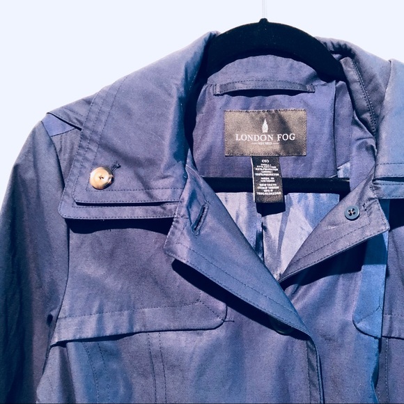 NEW: London Fog Navy Blue Double Lapel Raincoat - Picture 3 of 8